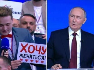 Putin intercetta un cartello e trasforma la scena in evento