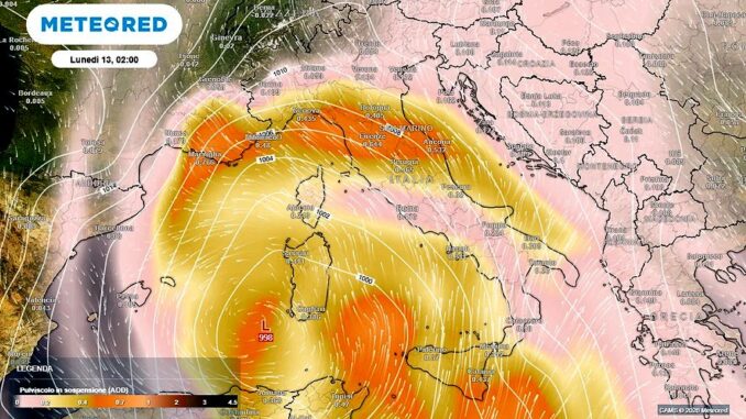 Sabbia sahariana oscura i cieli italiani da lunedì prossimo